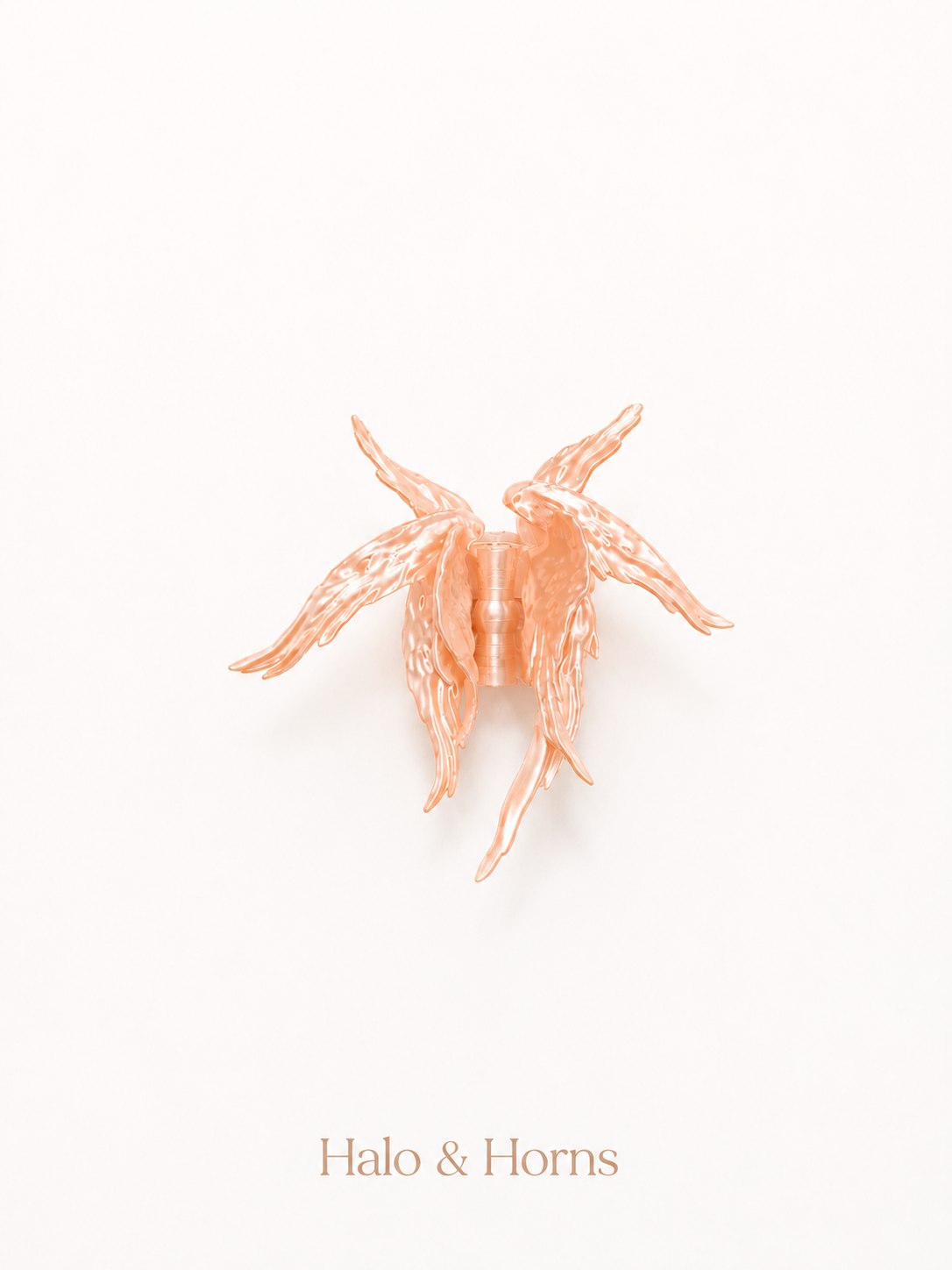Angelic Rhythms wing claw clip in Horn Fiery Peach, a pearlescent peach 3D printed hair clip